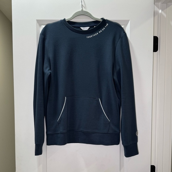 Peloton Elevate Sweatshirt Women Size Medium Blue Logo Pockets Sweatshirt - Picture 1 of 11